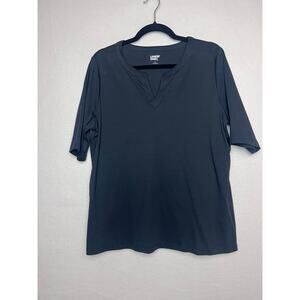 Lands' End Women's Short Sleeve Top Size Large Oeko-Tex Black